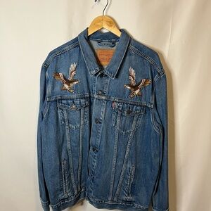 Levi’s Embroidered Denim Jacket with Eagle and Japanese Design